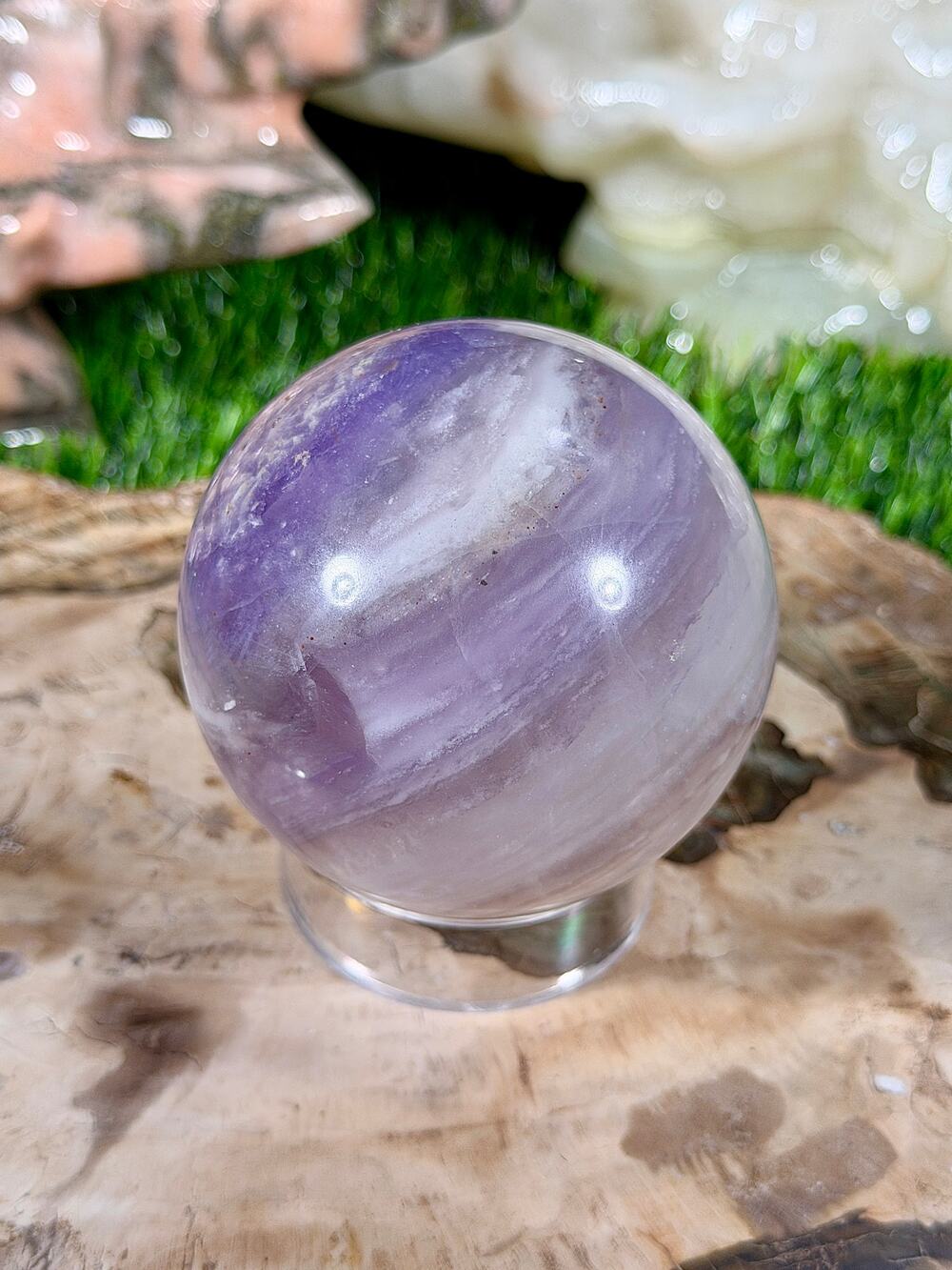 63mm Purple Candy Fluorite Crystal Sphere 15 oz